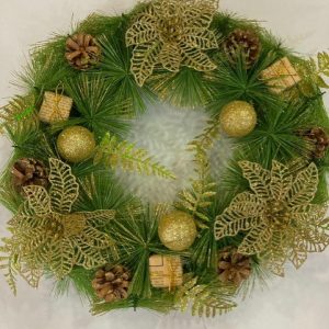 Gold Glitter Poinsettia Wreath